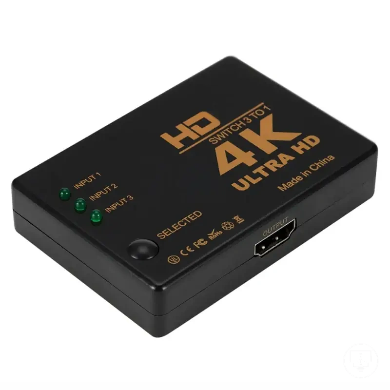 HDMI switcher with three inputs and one output