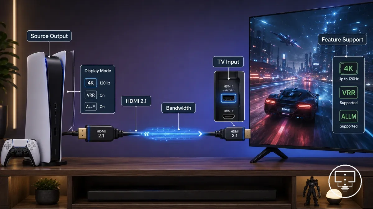HDMI connection conditions for bandwidth and high refresh rate support
