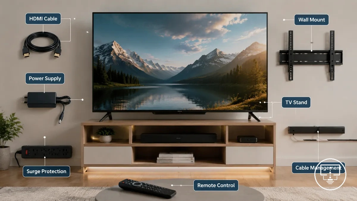Essential accessories overview for a basic TV setup checklist