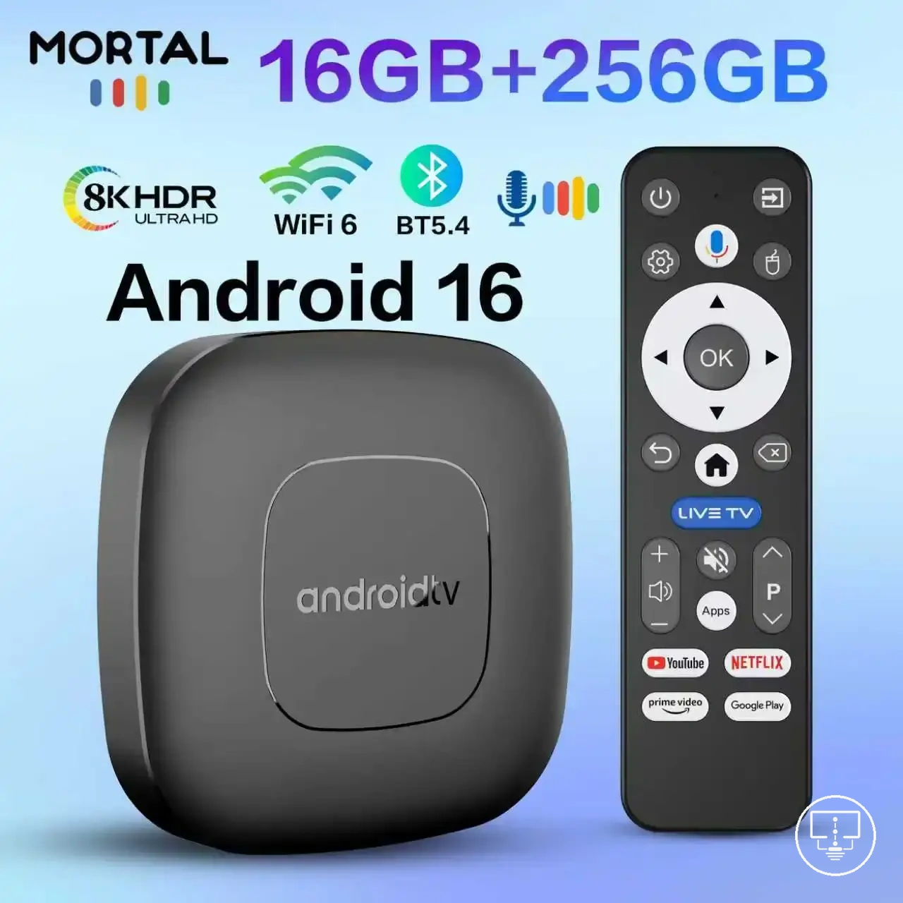 TV Box Android 16 con control por voz y WiFi