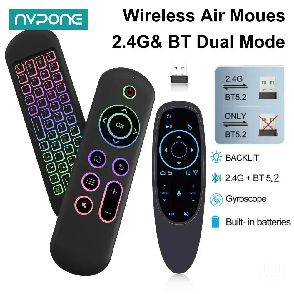 Mando inalámbrico Air Mouse con miniteclado retroiluminado