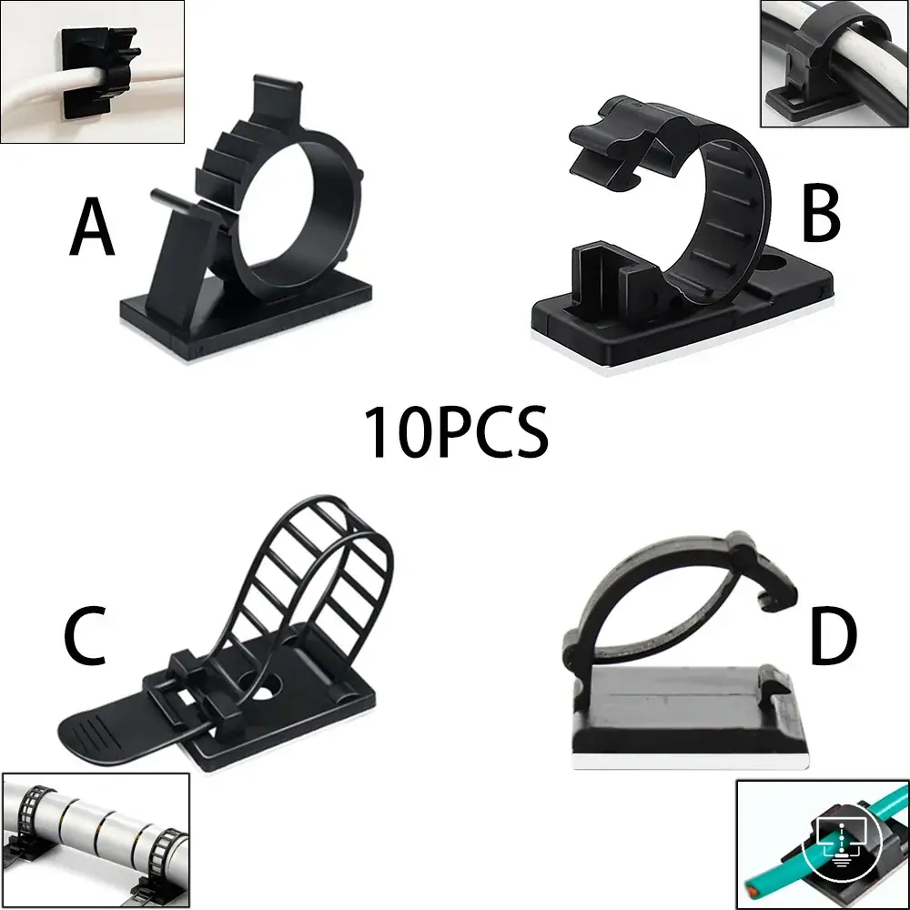 Clips organizadores para sujetar cables de TV y escritorio