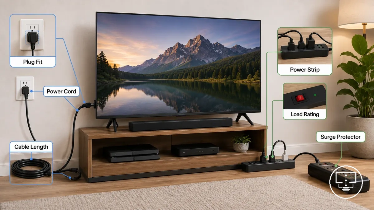 Accesorios de alimentación para TV para conexión y protección