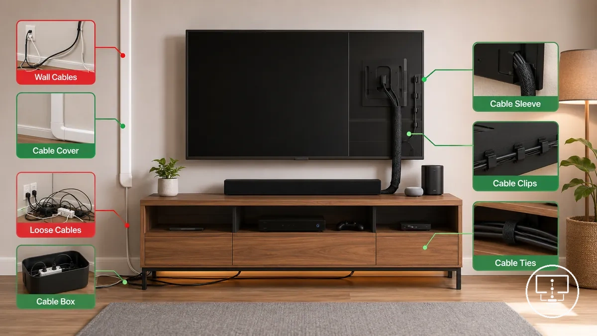 Selección de accesorios para ordenar cables según problemas comunes de cables de TV